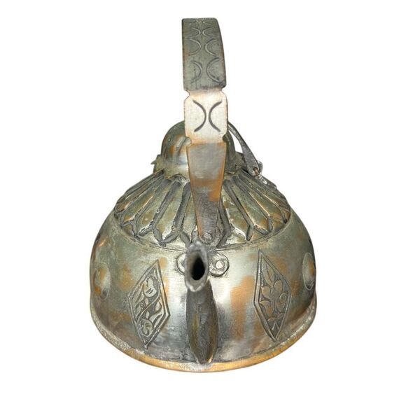 Antique Turkish Ottoman Silver Plated Hammered Tea Kettle - Picture 3 of 9